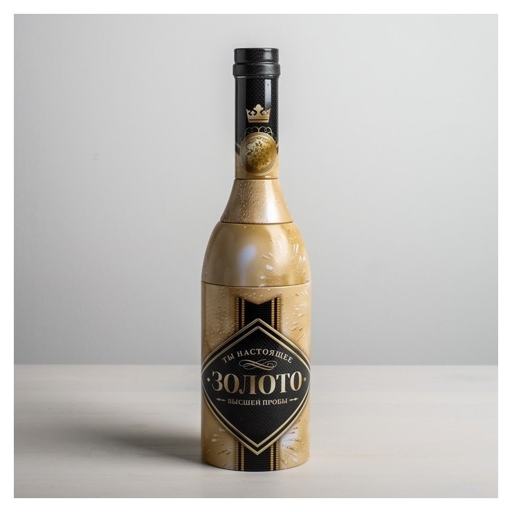 

Коробка жестяная в форме бутылки "Золото", ,7 см × 8 см × 8 см, Чёрный