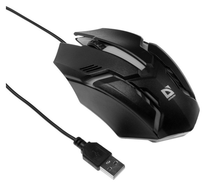 

Мышь Defender Cyber Mb-560l, проводная, оптическая, подсветка, 3 кнопки, 1200 Dpi, черная, Чёрный