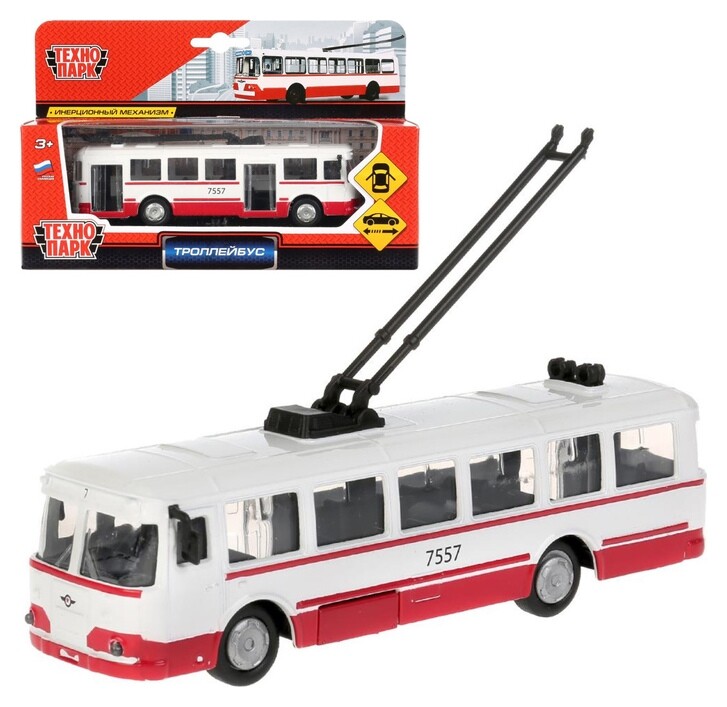 Машина металлическая, инерционная «Троллейбус» 15 см, открывающиеся двери  Технопарк