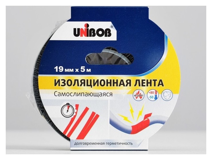 

Изолента Unibob самослипающаяся 19мм х 5м черная, Чёрный