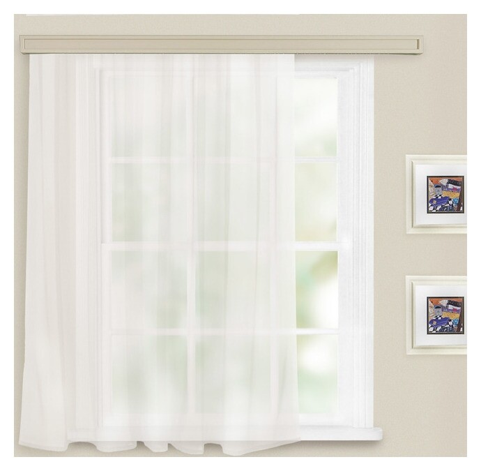 Штора однотонная, размер 140х145 см, цвет белый, вуаль Witerra