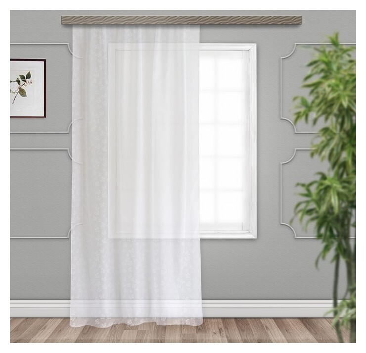 Штора вуаль с тиснением бабочки 500х260 см, белый, пэ 100%  Witerra