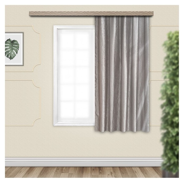 Штора портьерная для кухни тергалет 135х180 см, серый, пэ 100%  Witerra