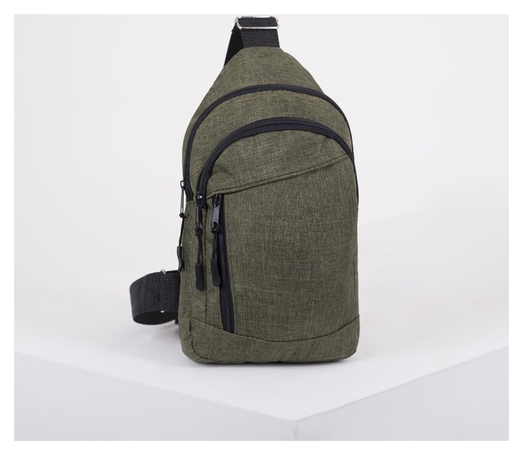 

Сумка-рюкзак на одной лямке, 2 отдела на молниях, наружный карман, цвет хаки, Зелёный