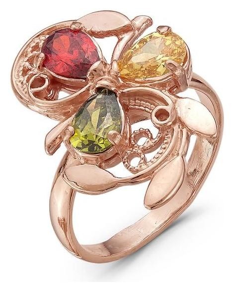 

Кольцо "Самоцвет" позолота, цветное, 16,5 размер, Разноцветный