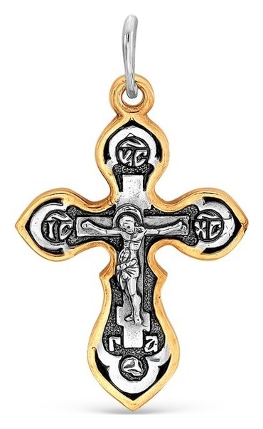 Крест нательный Православный посеребрение с позолотой