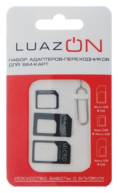 

Micro-sim + Nano-sim адаптер Luazon, чёрный