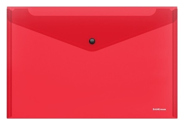 Папка-конверт на кнопке А4, Erichkrause. Glossy Classic, полупрозрачная, красная Erich krause