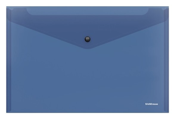 Папка-конверт на кнопке А4, Erichkrause. Glossy Classic, полупрозрачная, синяя