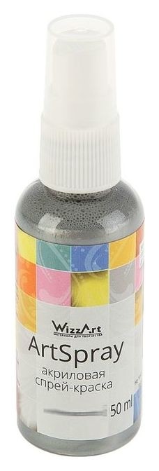 

Спрей-краска Metallic, 50 мл, Wizzart Spray, серебро светлое, Серебристый
