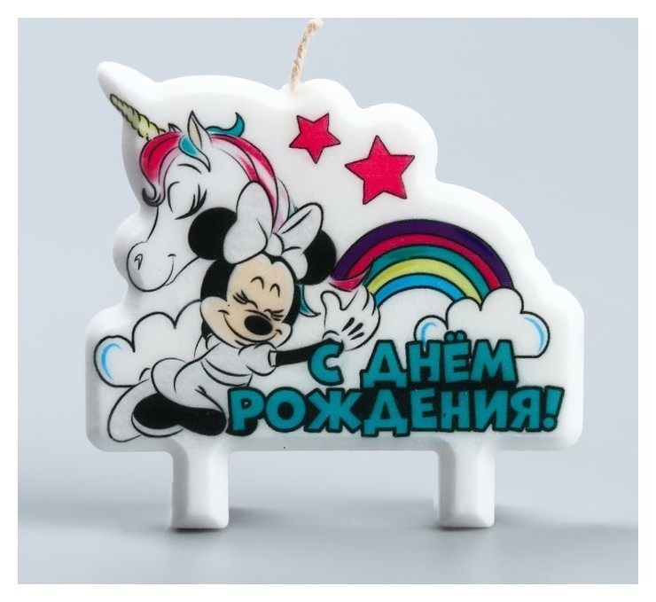 

Свеча в торт С Днем Рождения! Микки Маус и единорог 8×8 см