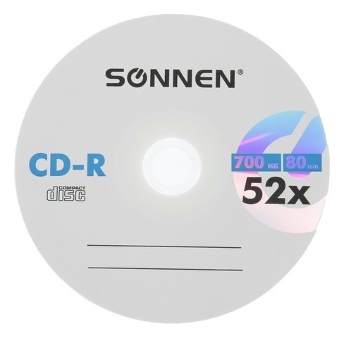 

Диск Cd-r Sonnen, 52x, 700 Мб, конверт, 1 шт