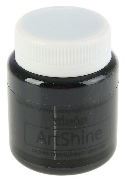 

Краска акриловая Shine, 80 мл, Wizzart, чёрный глянцевый