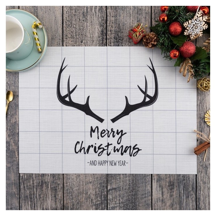 

Салфетка на стол Merry Christmas 40х29 см Рога Оленя, Белый