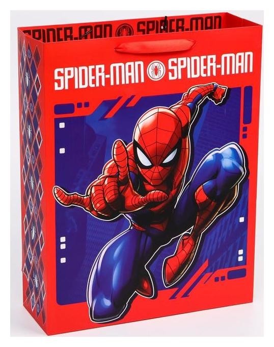 

Пакет ламинат вертикальный "Spider-man", человек-паук, 31х40х11 см, Красный
