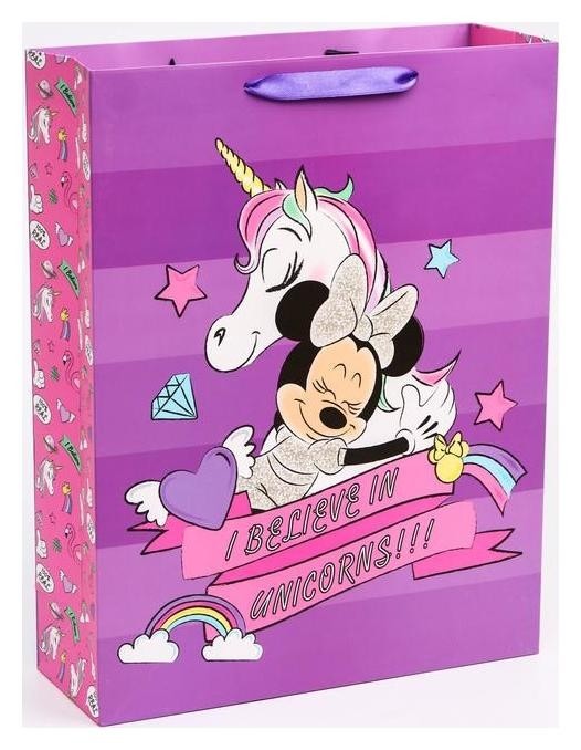 

Пакет ламинат вертикальный "Unicorn Dreams", минни маус, 31х40х11 см, Фиолетовый