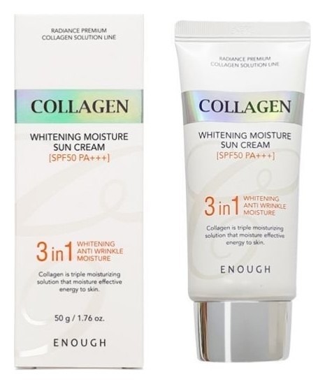 

Крем для лица Солнцезащитный с морским коллагеном Collagen 3 in1 Whitening Moisture Sun Сream SPF 50 PA+++