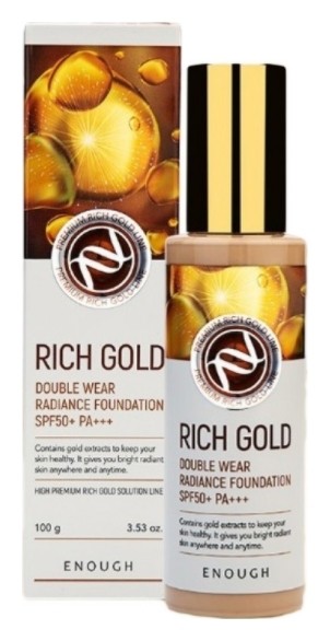 Тональный крем для лица с частичками золота Rich Gold Double Wear Radiance Foundation SPF 50+ PA+++ Enough (Инаф)