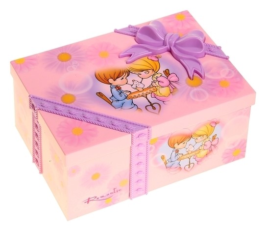 

Шкатулка музыкальная механическая "Подарок", Розовый