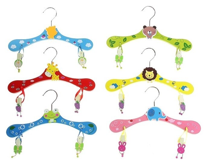 Вешалка-плечики детская с прищепками, размер 30-34, зоопарк  
