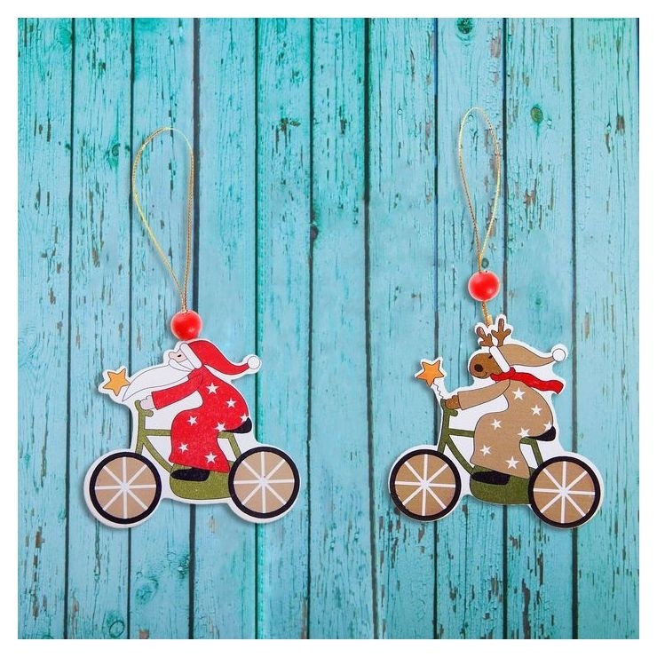 

Подвеска новогодняя «На велосипеде» односторонняя, Бежевый