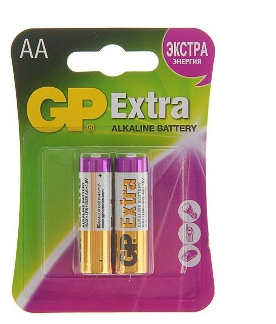 Батарейка алкалиновая GP Extra, AA, Lr6-2bl, 1.5в, блистер, 2 шт.