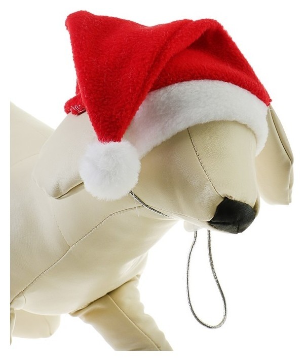 Колпак новогодний для собак, размер L-xl, высота 21 см, обхват головы 32 см