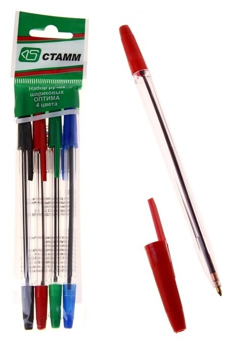 Набор ручек шариковых 4 цвета Оптима  Стамм