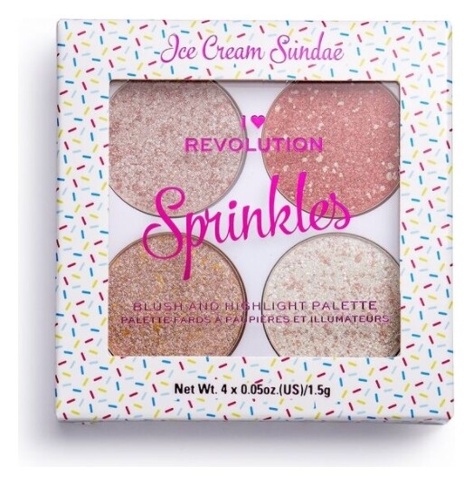 Палетка румян и хайлайтеров для лица Blush & Sprinkles  I Heart Revolution