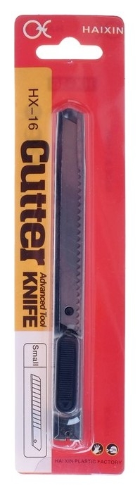 Нож канцелярский с лезвием 9 мм, с металлическими направляющими, с фиксатором, на блистере