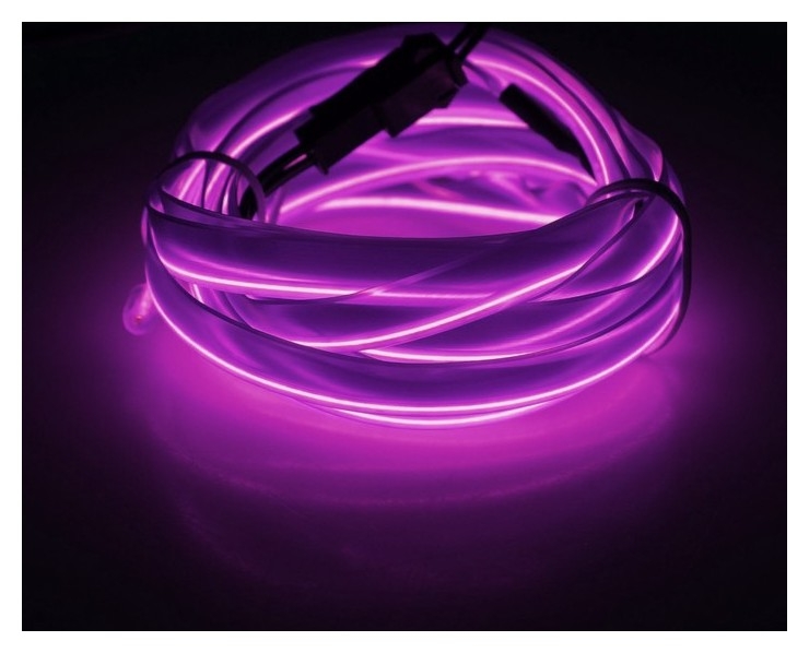 Неоновая нить для подсветки салона, плоская, 12 В, 2 м, с адаптером питания, фиолетовый