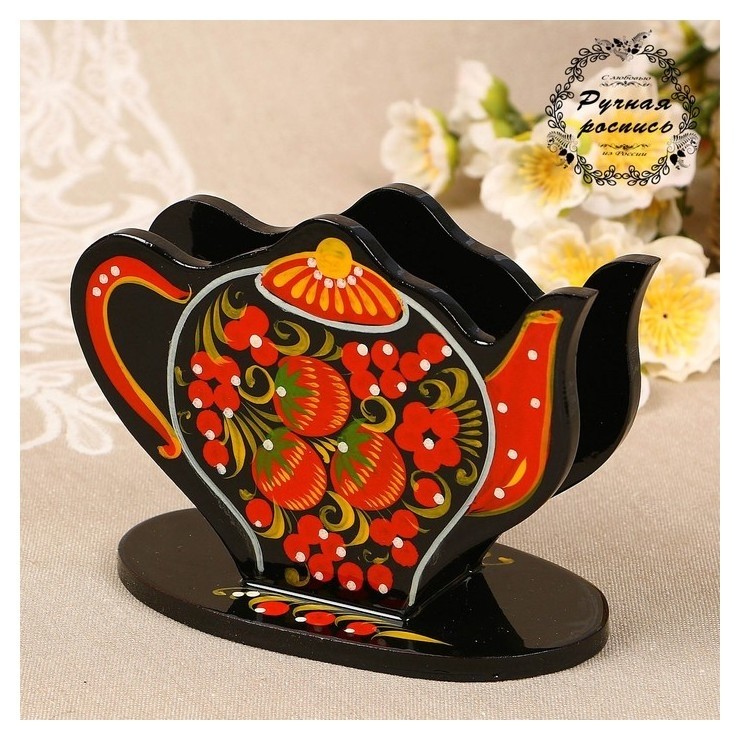 

Салфетница «Чайник», хохлома, Разноцветный