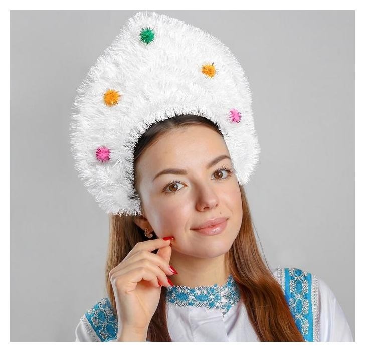

Кокошник на ободке "Мишура" с помпонами, Микс