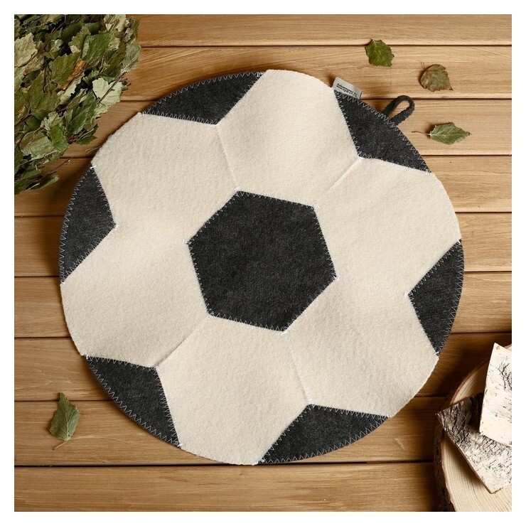 Коврик для бани "Мяч", войлок, черно-белый 