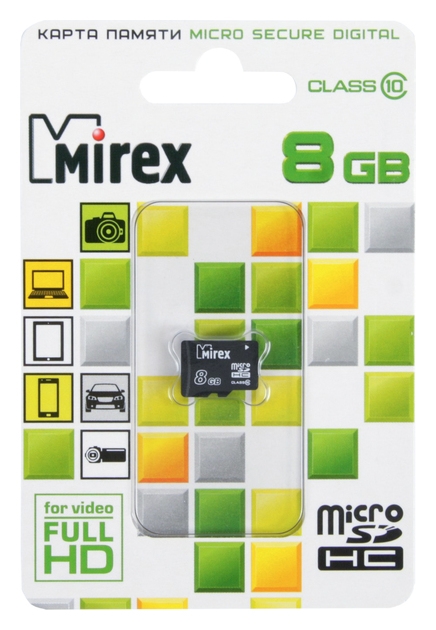 Карта памяти Mirex Microsd, 8 Гб, Sdhc, класс 10