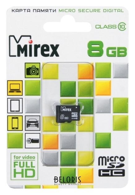 Карта памяти Mirex Microsd, 8 Гб, Sdhc, класс 10 Mirex