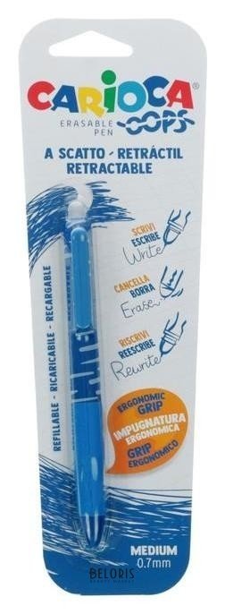 Ручка пластик Пиши-стирай капиллярная синяя Oops Retractable Carioca