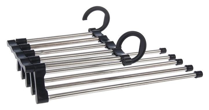 Вешалка для брюк раздвижная 34×18×17 см, 5 спиц, цвет чёрный  