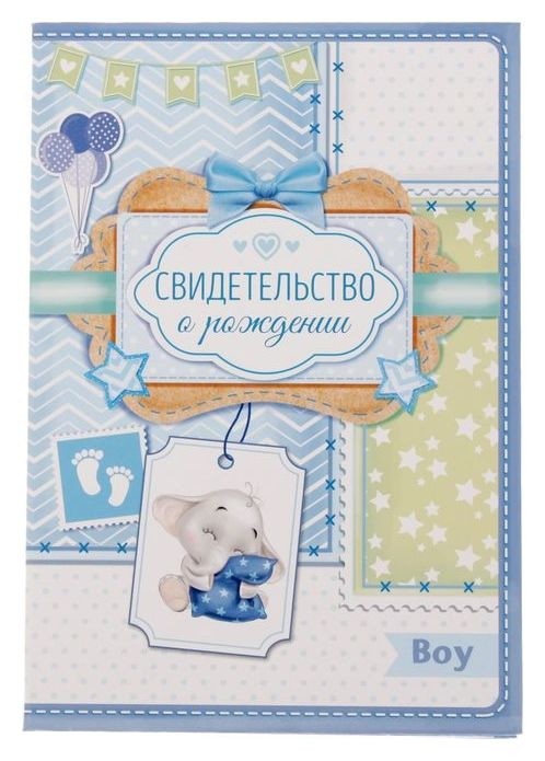 

Свидетельство о рождении мальчика "Мои первые документы" с карманом для бирки, Голубой