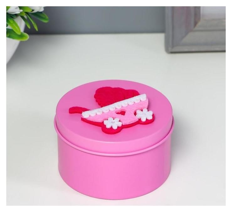 

Шкатулка металл круглая "Колясочка" 4,5х7,5х7, Микс