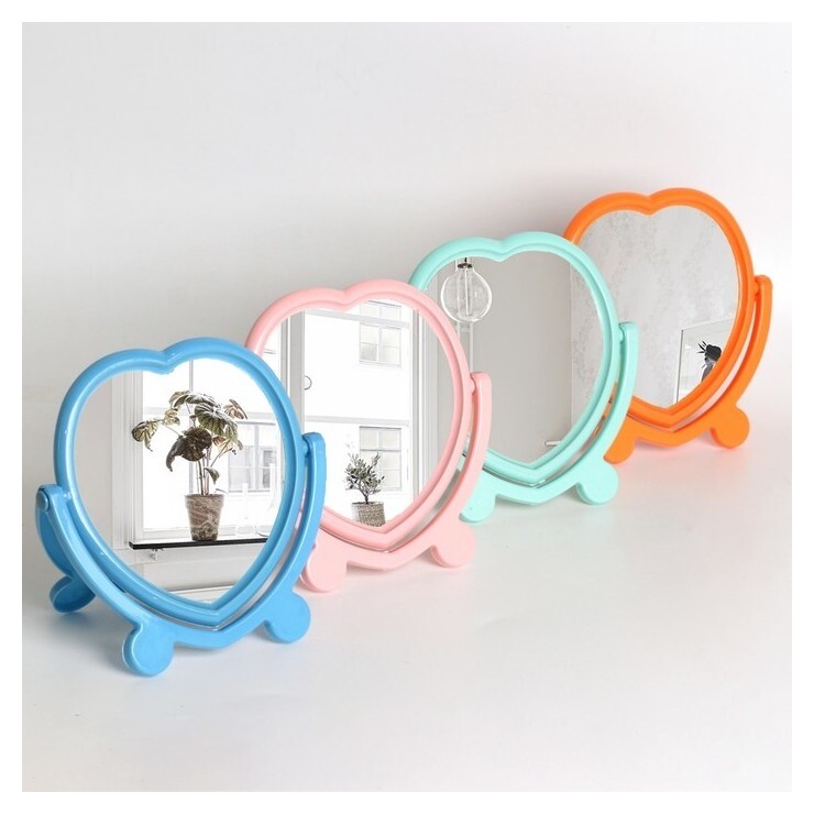 Зеркало настольное, с рамкой под фотографию, двустороннее, зеркальная поверхность — 12,7 × 13 см  