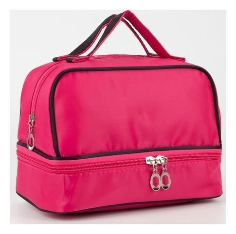 Косметичка, 2 отдела на молниях, цвет малиновый отзывы