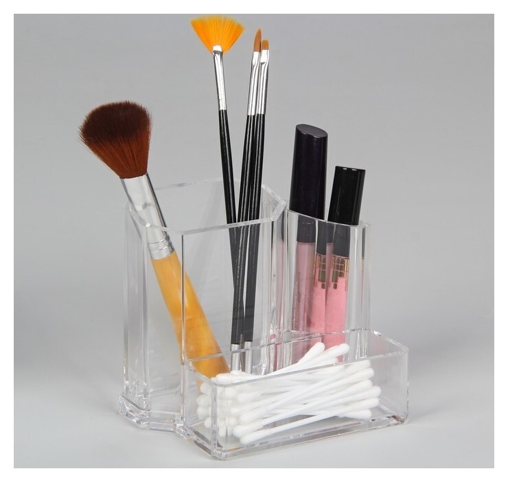 Органайзер для маникюрных/косметических принадлежностей, 3 секции, 13 × 11 × 9,5 см, цвет прозрачный  