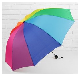 Зонт ветроустойчивый с прорезиненной ручкой, механический "Радуга" 