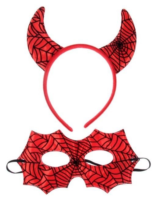 

Карнавальный набор «Чёрт», паутинка 2 предмета: ободок, маска, цвет красный
