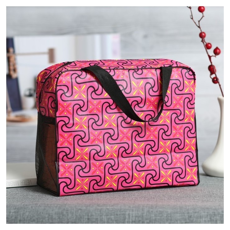 

Косметичка Узор, отдел на молнии, 2 ручки, цвет розовый