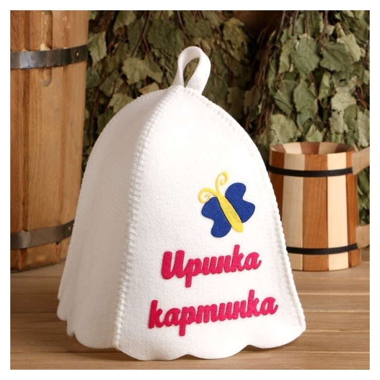 

Шапка банная с аппликацией "Иринка-картинка", Красный