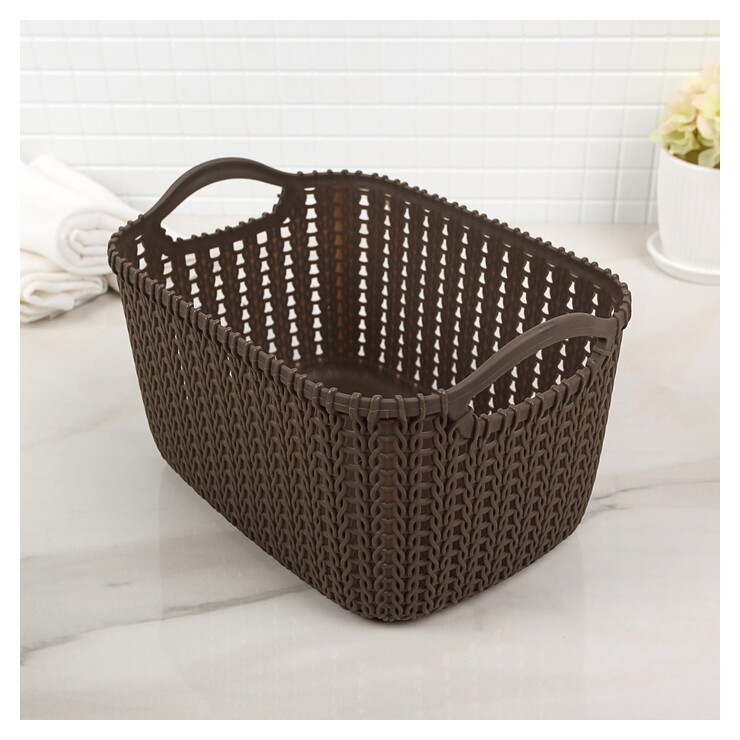 Корзина для хранения с ручками прямоугольная Плетение  