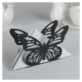 Салфетница «Бабочка», 13,5×4×9 см, цвет чёрный 