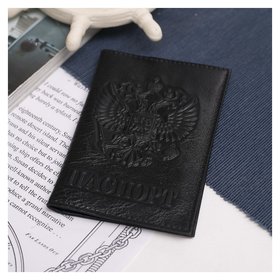 Обложка для паспорта, карманы для карт, цвет чёрный 